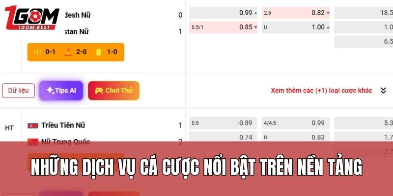 Những dịch vụ cá cược nổi bật trên nền tảng Những dịch vụ cá cược nổi bật trên nền tảng